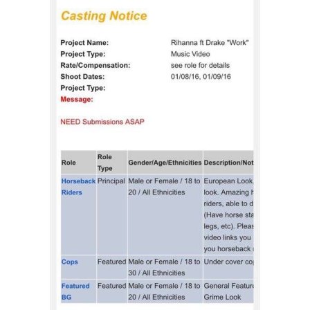 Ri Ri Casting Call
